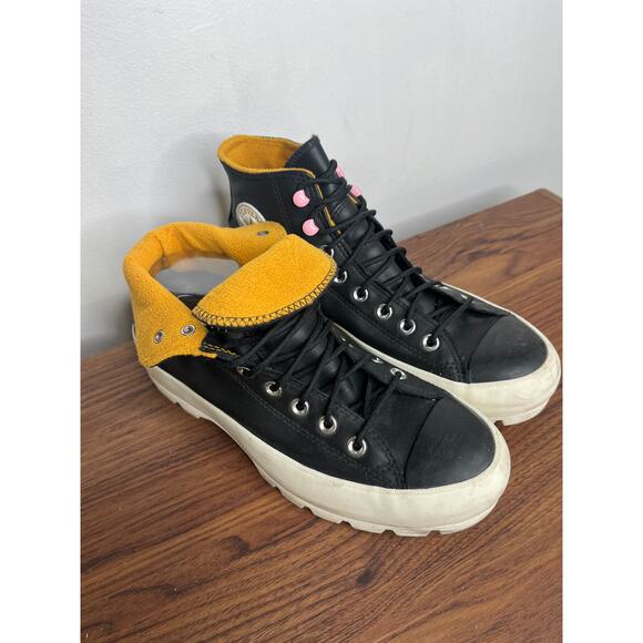 Converse Chuck Taylor All Star Lugged Sole High Top Black Saffron Yellow sz 10.5 - Picture 6 of 8